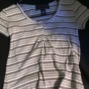 Polly & Esther striped button shirt sleeved shirt